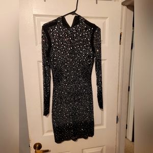 Black studded mesh dress